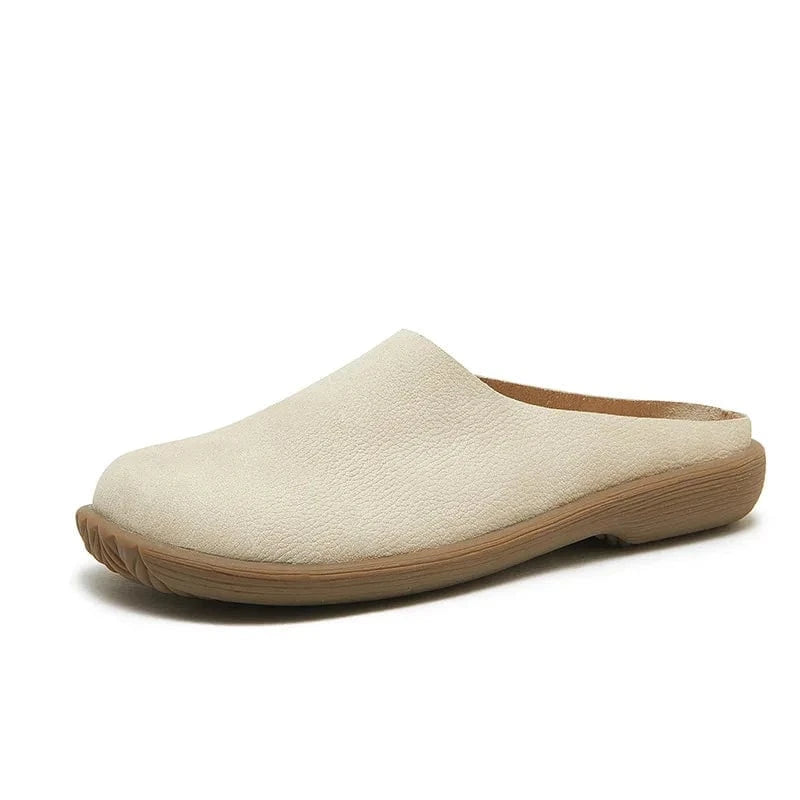 Chaussons Cuir Confort pour Femme Beige / 34-35