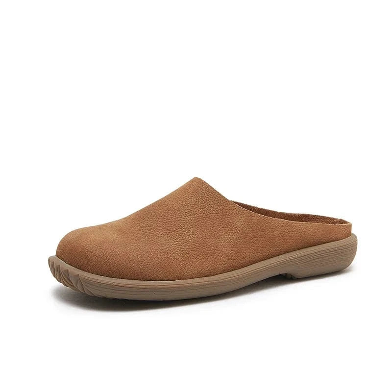 Chaussons Cuir Confort pour Femme Camel / 34-35