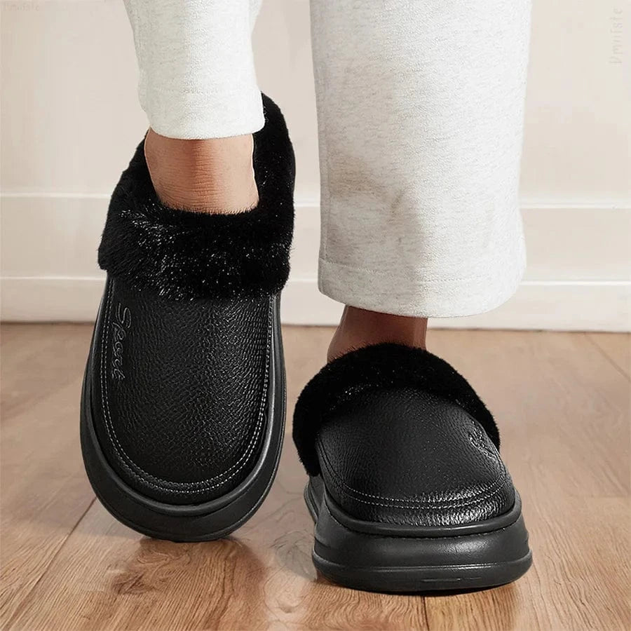Chaussons en Similicuir Fourrés pour Homme