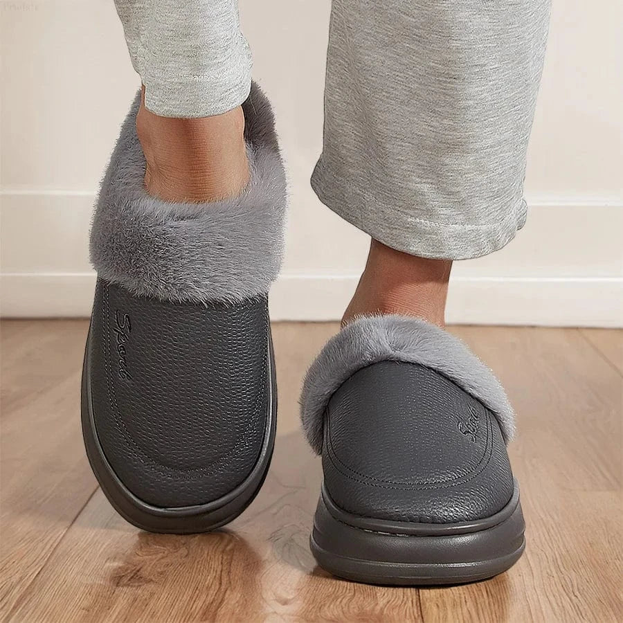 Chaussons en Similicuir Fourrés pour Homme