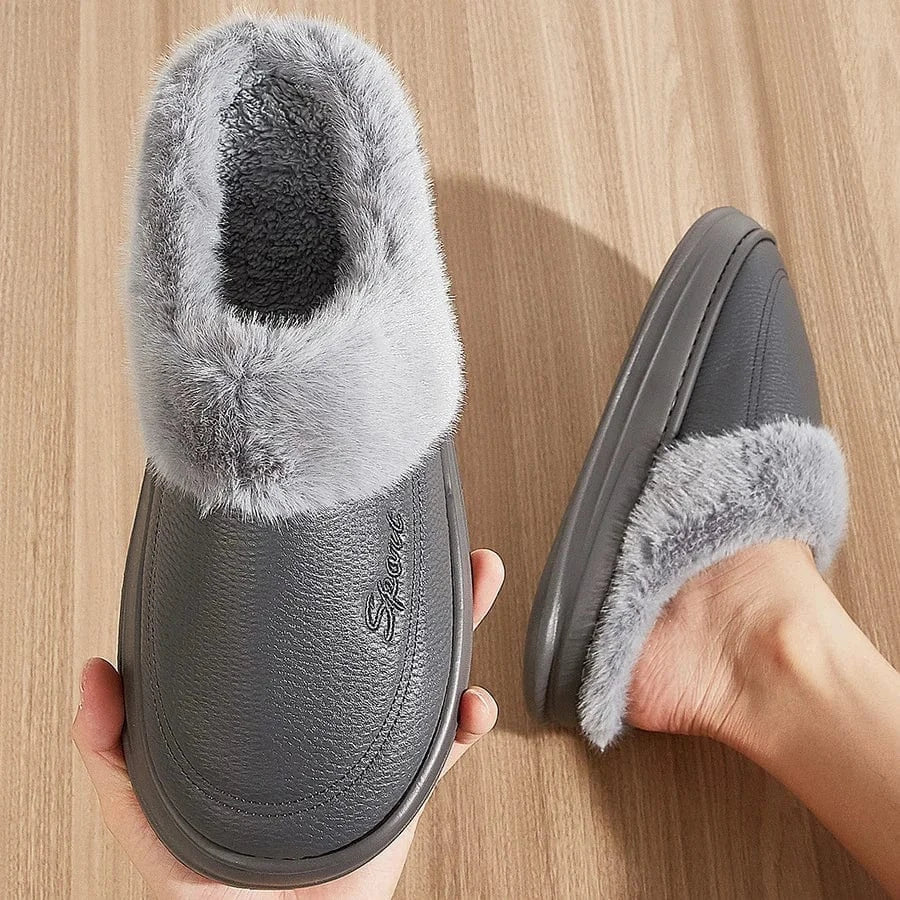 Chaussons en Similicuir Fourrés pour Homme