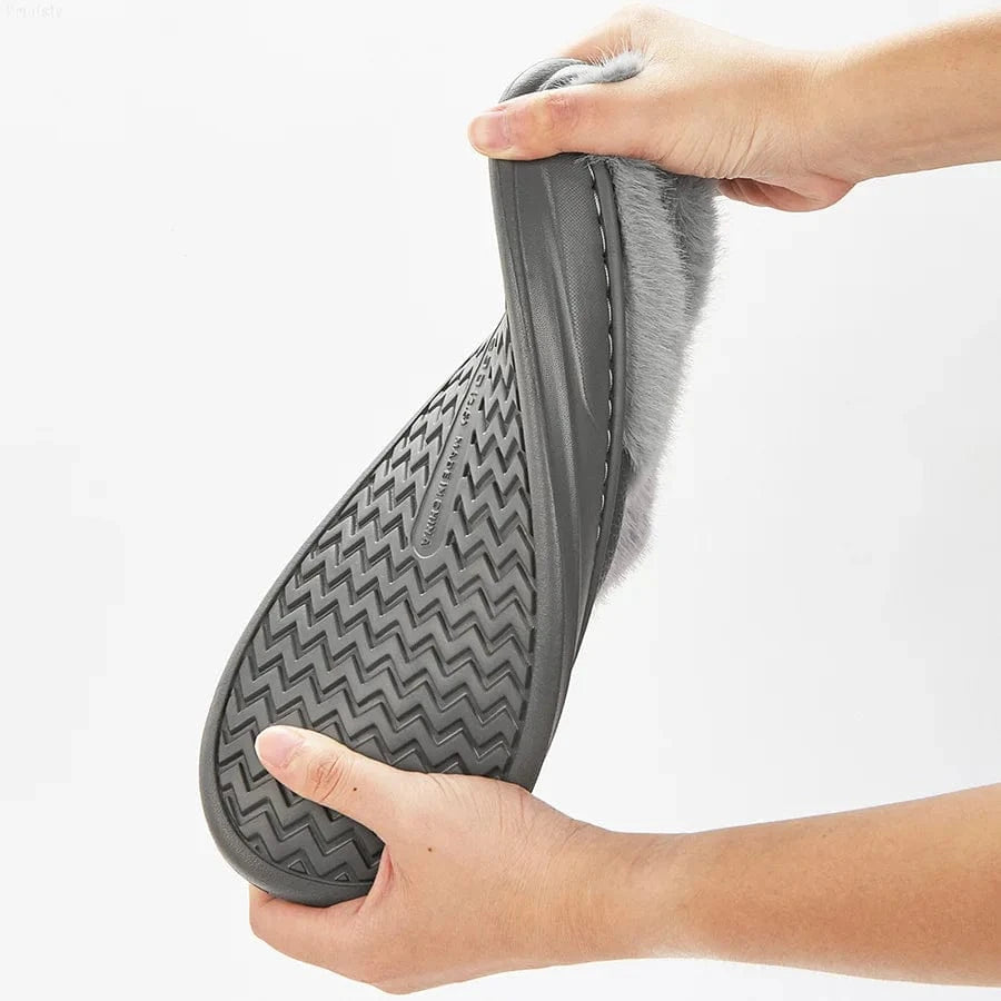Chaussons en Similicuir Fourrés pour Homme
