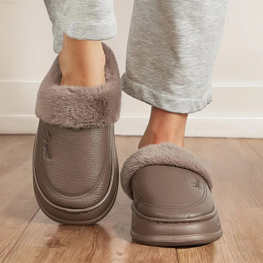 Chaussons en Similicuir Fourrés pour Homme