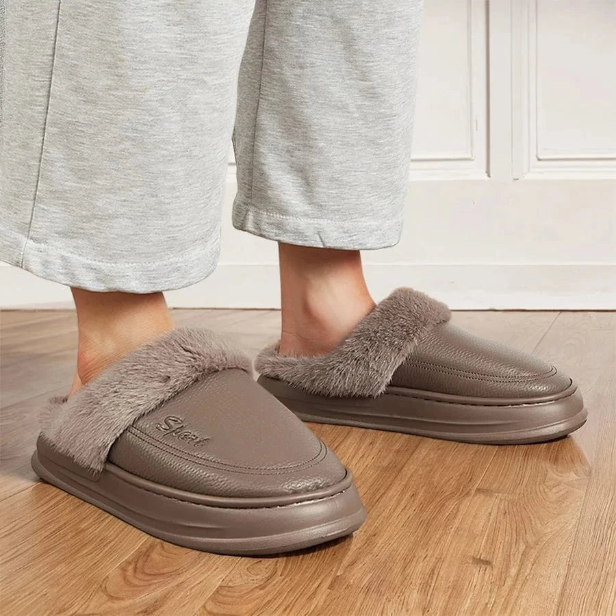 Chaussons en Similicuir Fourrés pour Homme