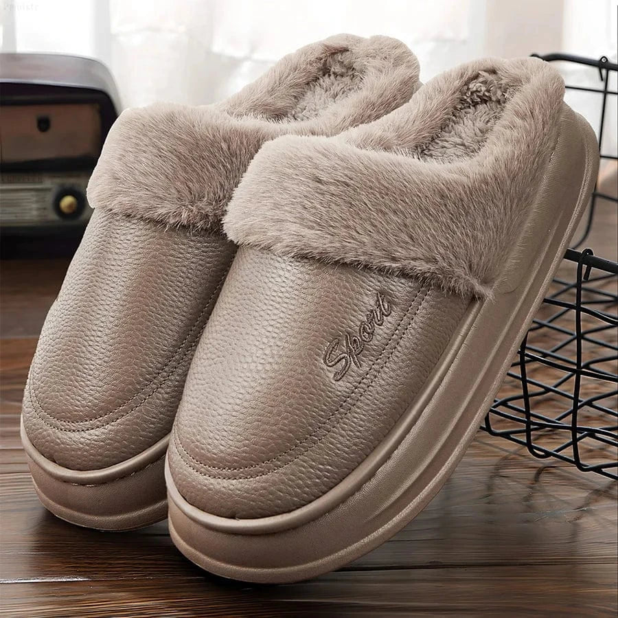 Chaussons en Similicuir Fourrés pour Homme