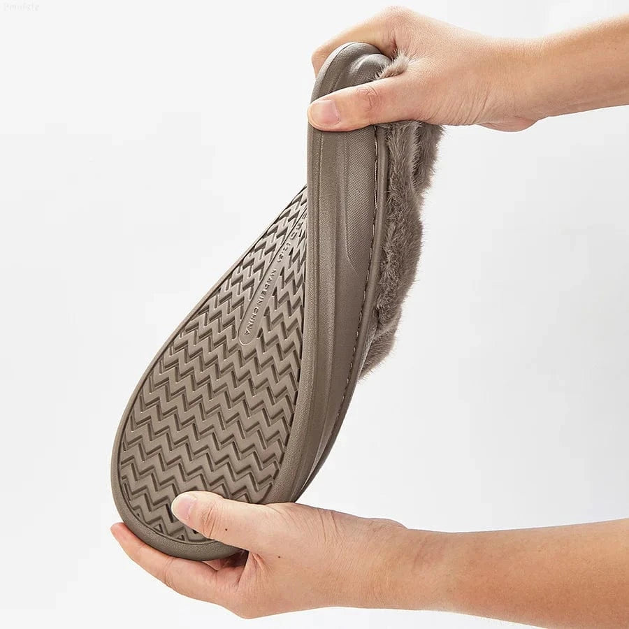 Chaussons en Similicuir Fourrés pour Homme