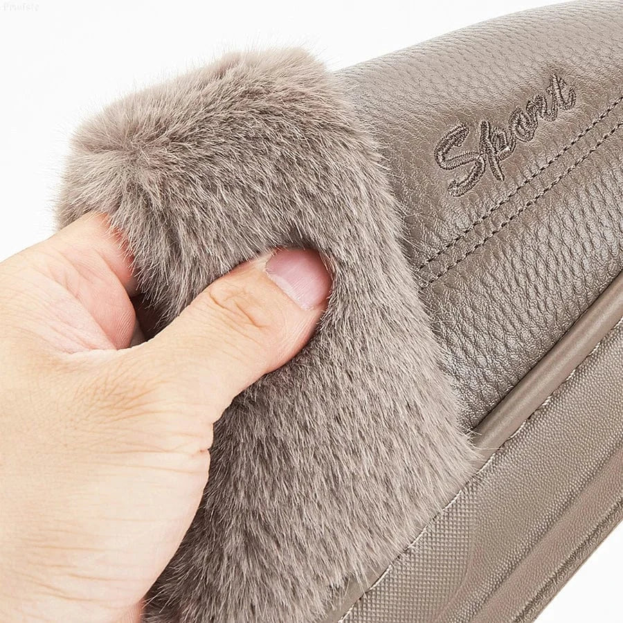 Chaussons en Similicuir Fourrés pour Homme