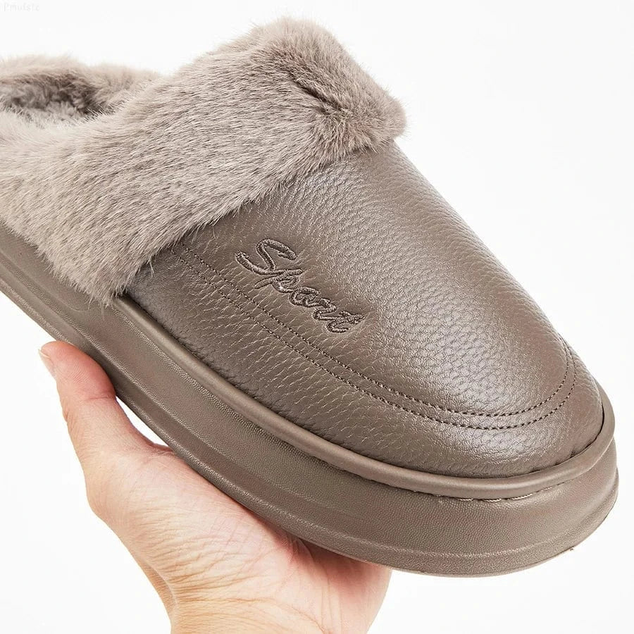 Chaussons en Similicuir Fourrés pour Homme