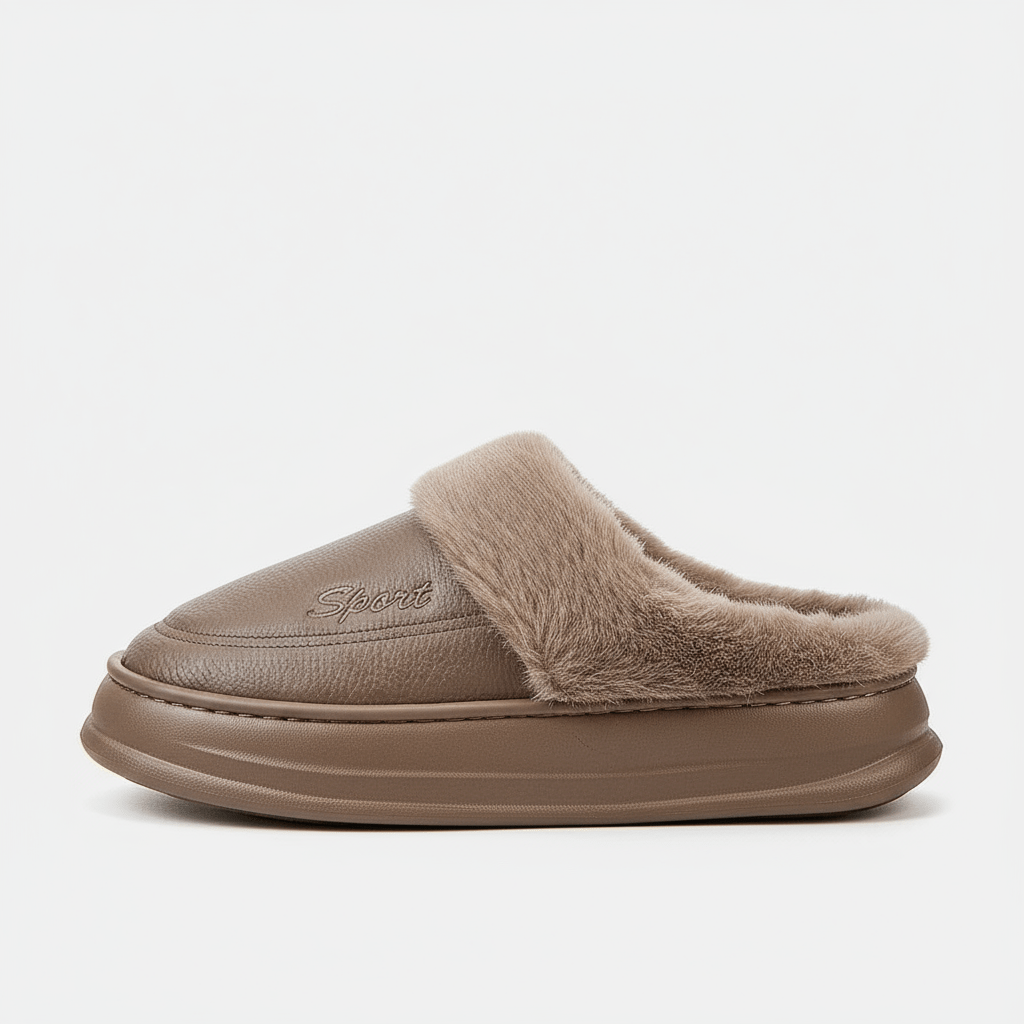 Chaussons en Similicuir Fourrés pour Homme