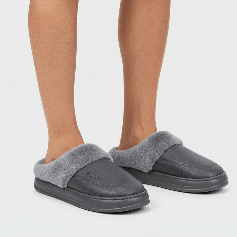 Chaussons en Similicuir Fourrés pour Homme