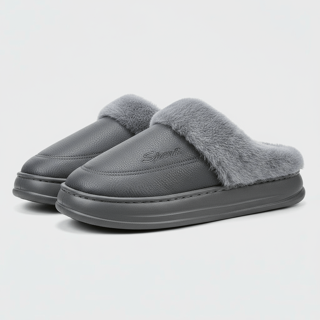 Chaussons en Similicuir Fourrés pour Homme