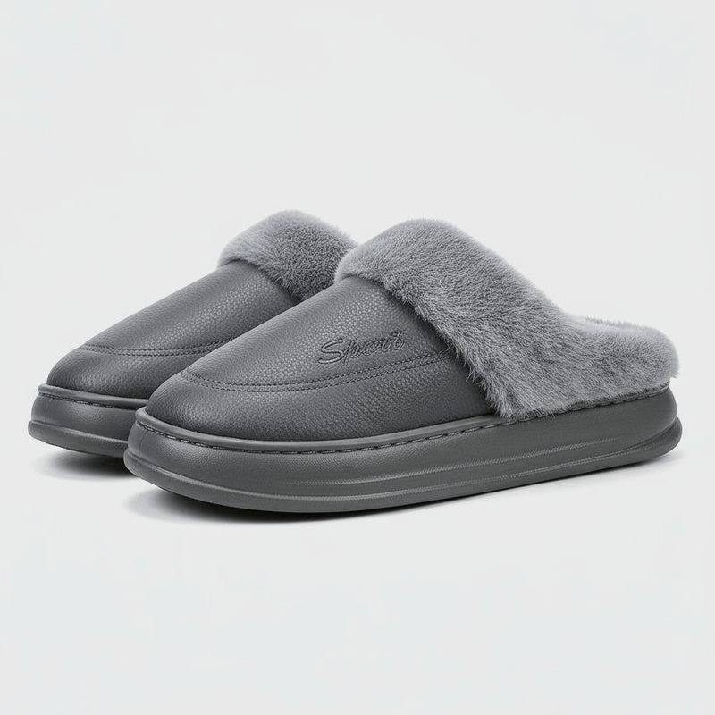 Chaussons en Similicuir Fourrés pour Homme