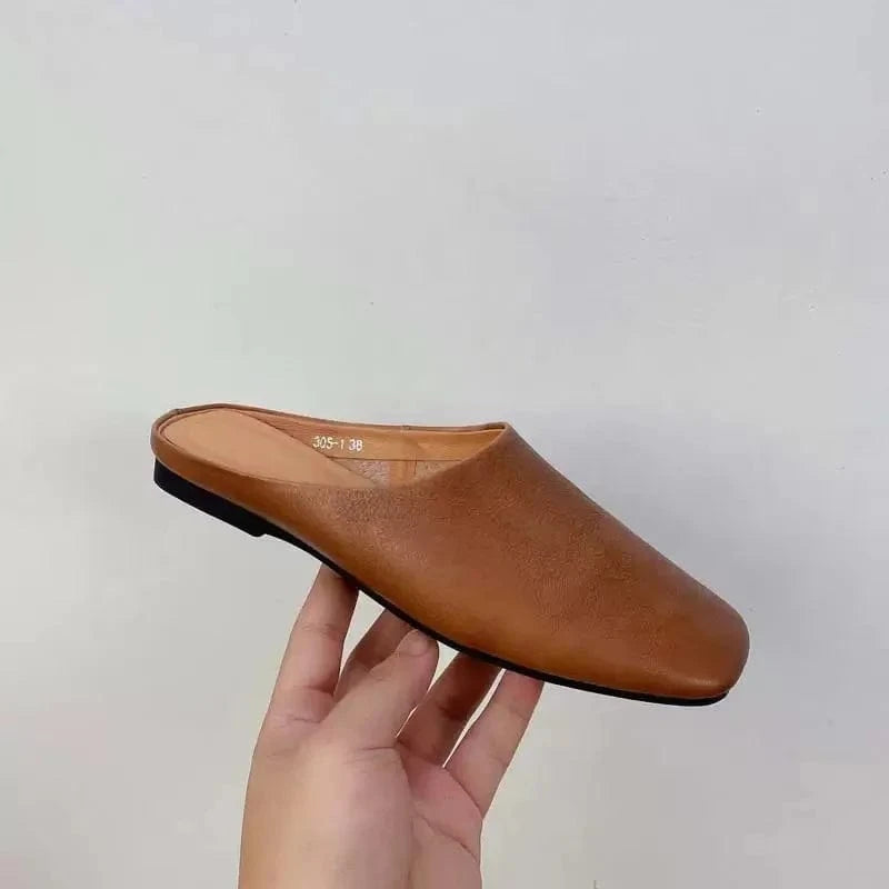 Chaussons en Cuir pour Femme Camel / 34-35