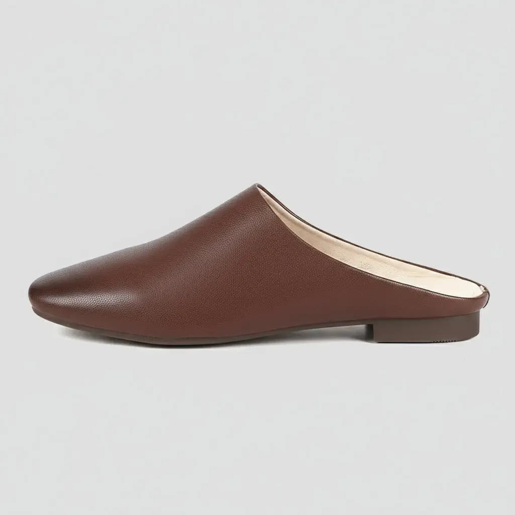 Chaussons en Cuir pour Femme Chocolat / 34-35