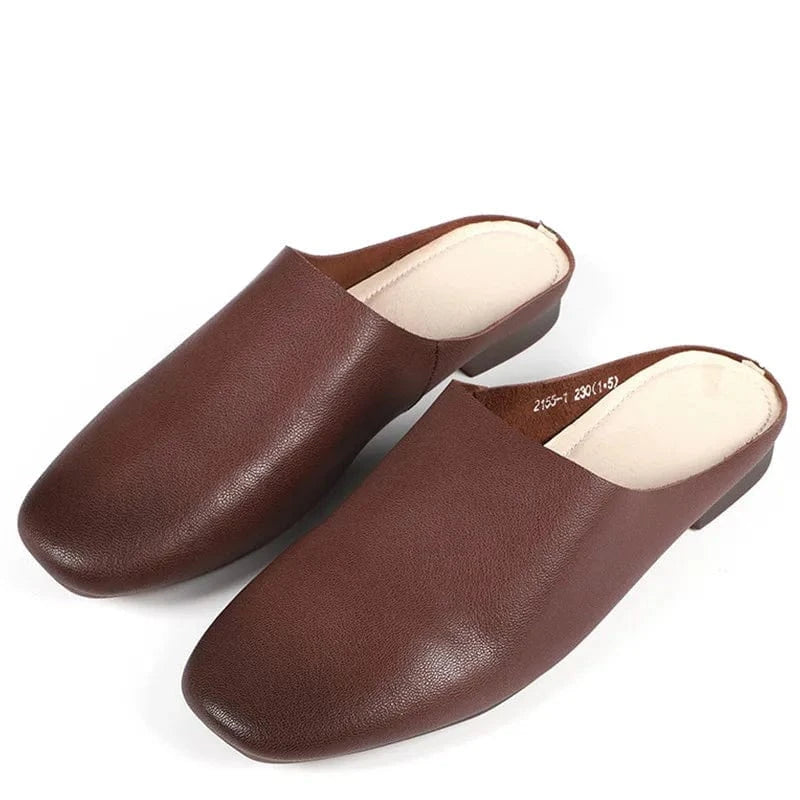 Chaussons en Cuir pour Femme Chocolat / 34-35