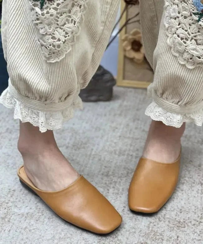Chaussons en Cuir pour Femme Marron clair / 34-35