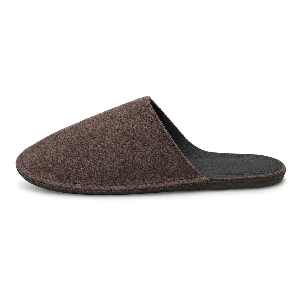 Chaussons en Cuir Retourné pour Femme OMBRIE Bochausson vue de profil coloris Marron