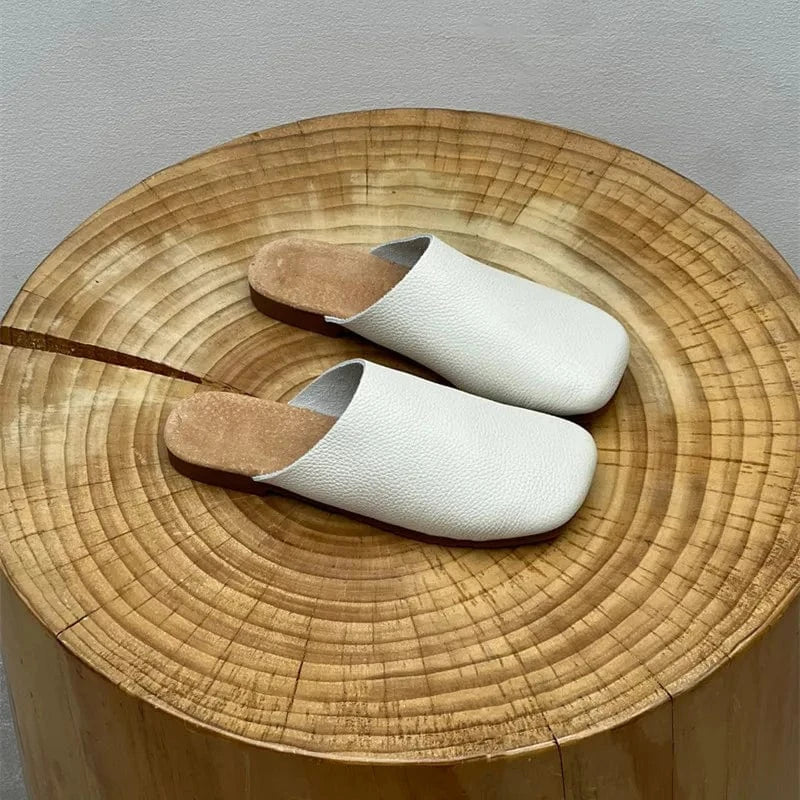Chaussons en Cuir Souple Minimalistes Blanc / 34-35