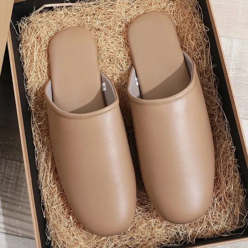 Chaussons en Cuir Souple pour Femme Beige / 34-35