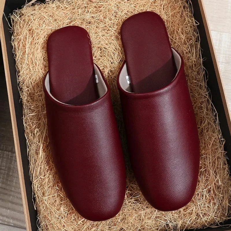 Chaussons en Cuir Souple pour Femme Bordeaux / 34-35