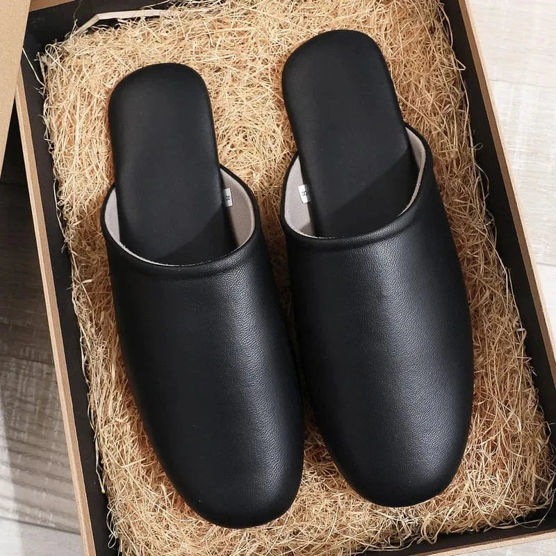 Chaussons en Cuir Souple pour Femme Noir / 34-35