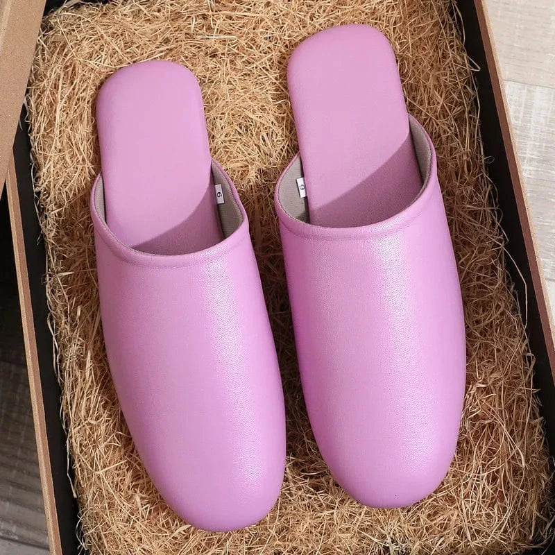 Chaussons en Cuir Souple pour Femme Violet clair / 34-35