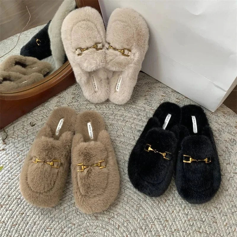Chaussons en Fausse Fourrure pour Femme