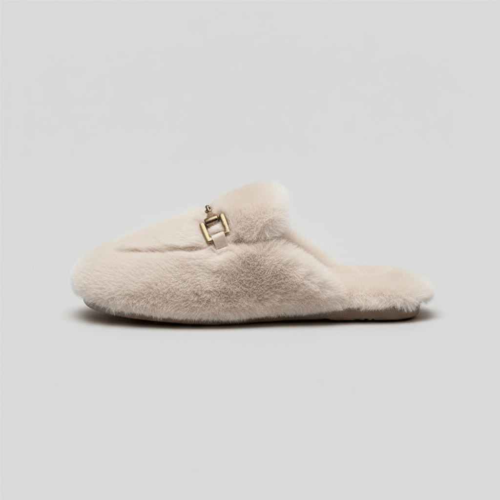 Chaussons en Fausse Fourrure pour Femme Blanc cassé / 34-35