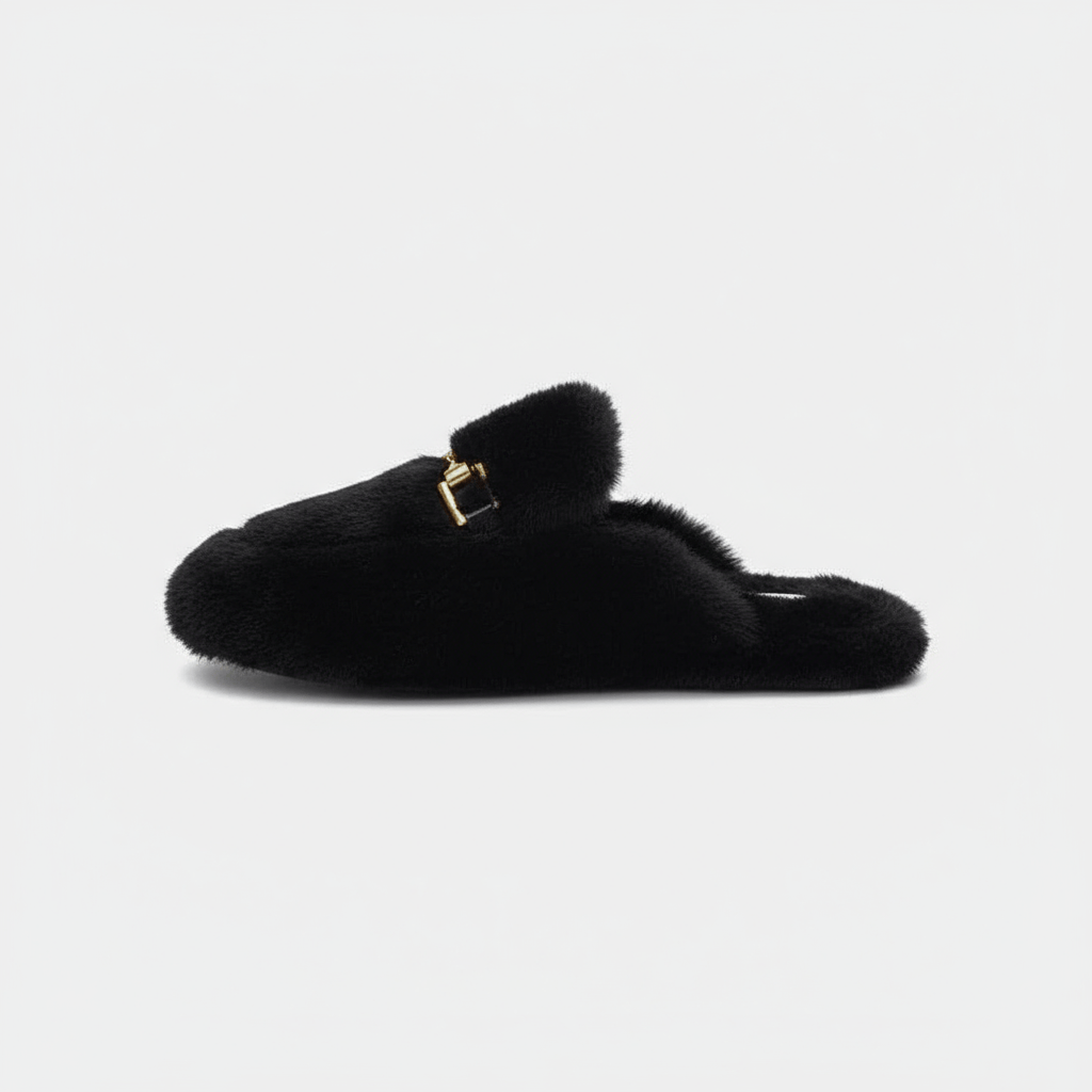 Chaussons en Fausse Fourrure pour Femme Noir / 34-35
