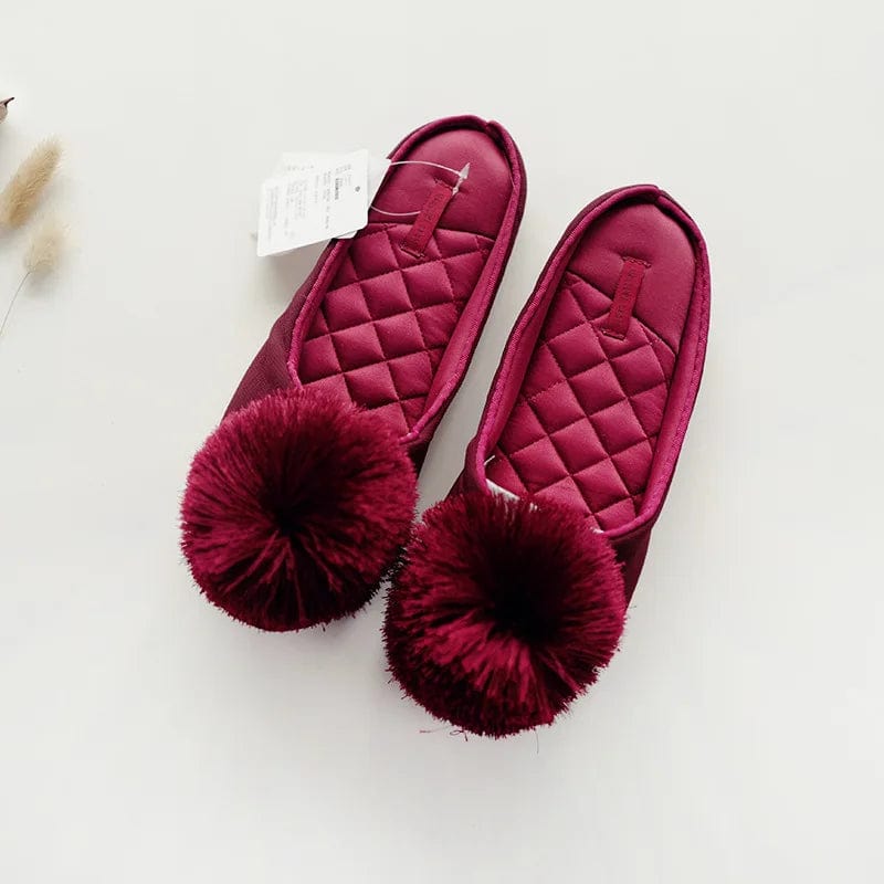 Chaussons en Satin pour Femme Bordeaux / 36-37