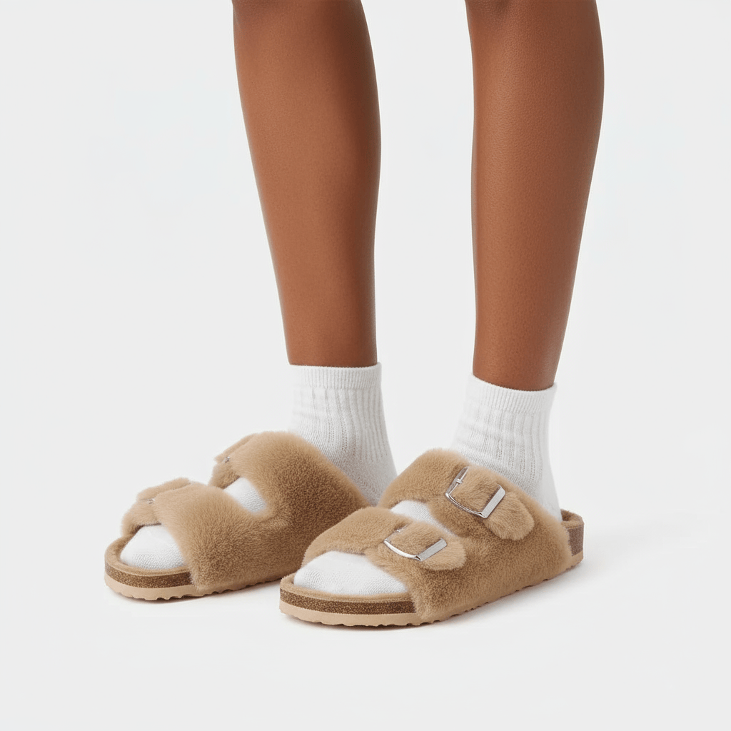 Chaussons en Fausse Fourrure pour Femme