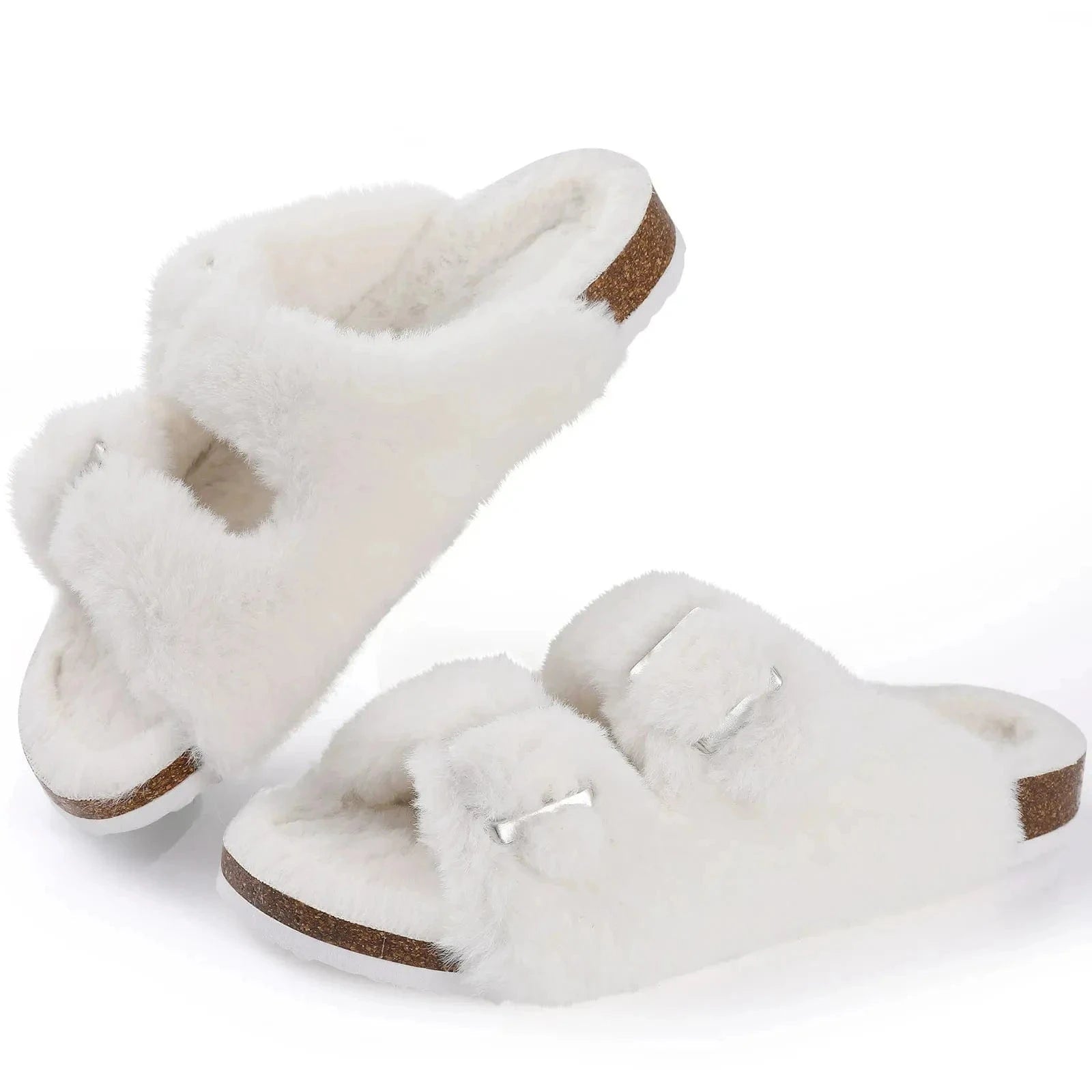 Chaussons en Fausse Fourrure pour Femme Blanc / 34-35