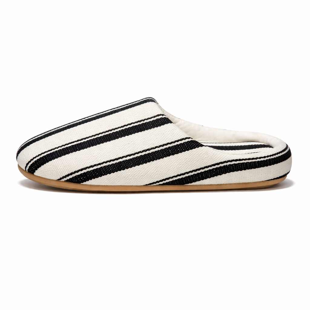 Chaussons femme été à rayures colorées Bochausson vue complete