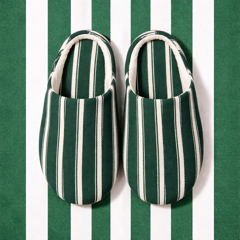 Chaussons femme été à rayures colorées Bochausson vue de profil