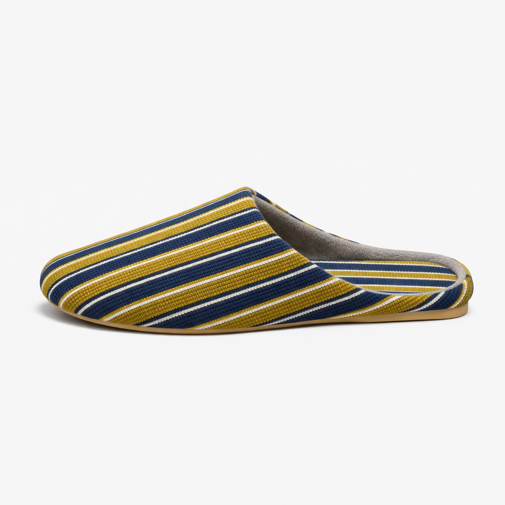 Chaussons femme été coton rayé Bochausson vue complete