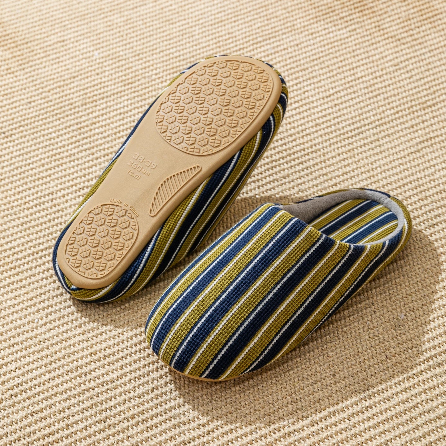 Chaussons femme été coton rayé Bochausson vue de face