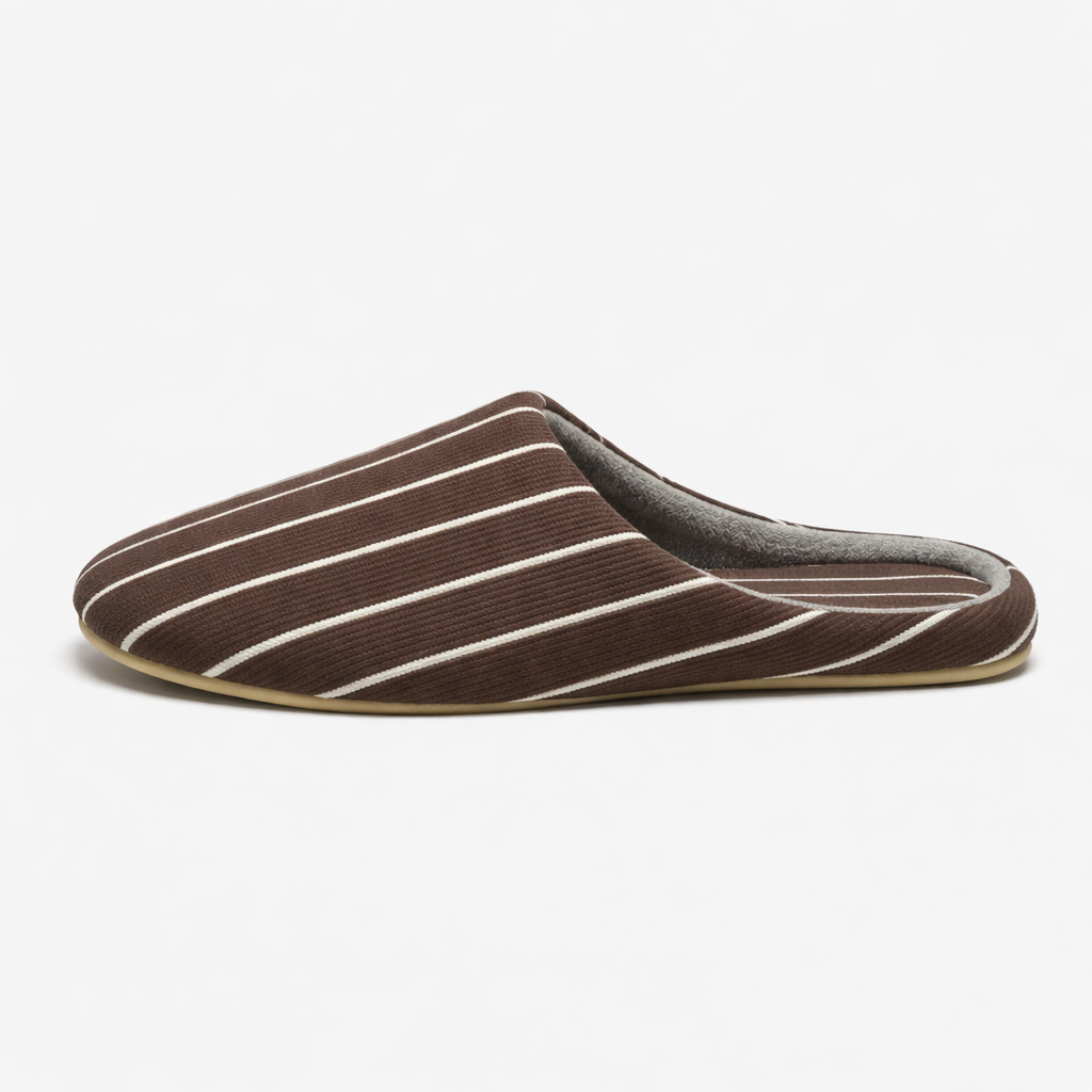 Chaussons femme été coton rayé Bochausson vue portee