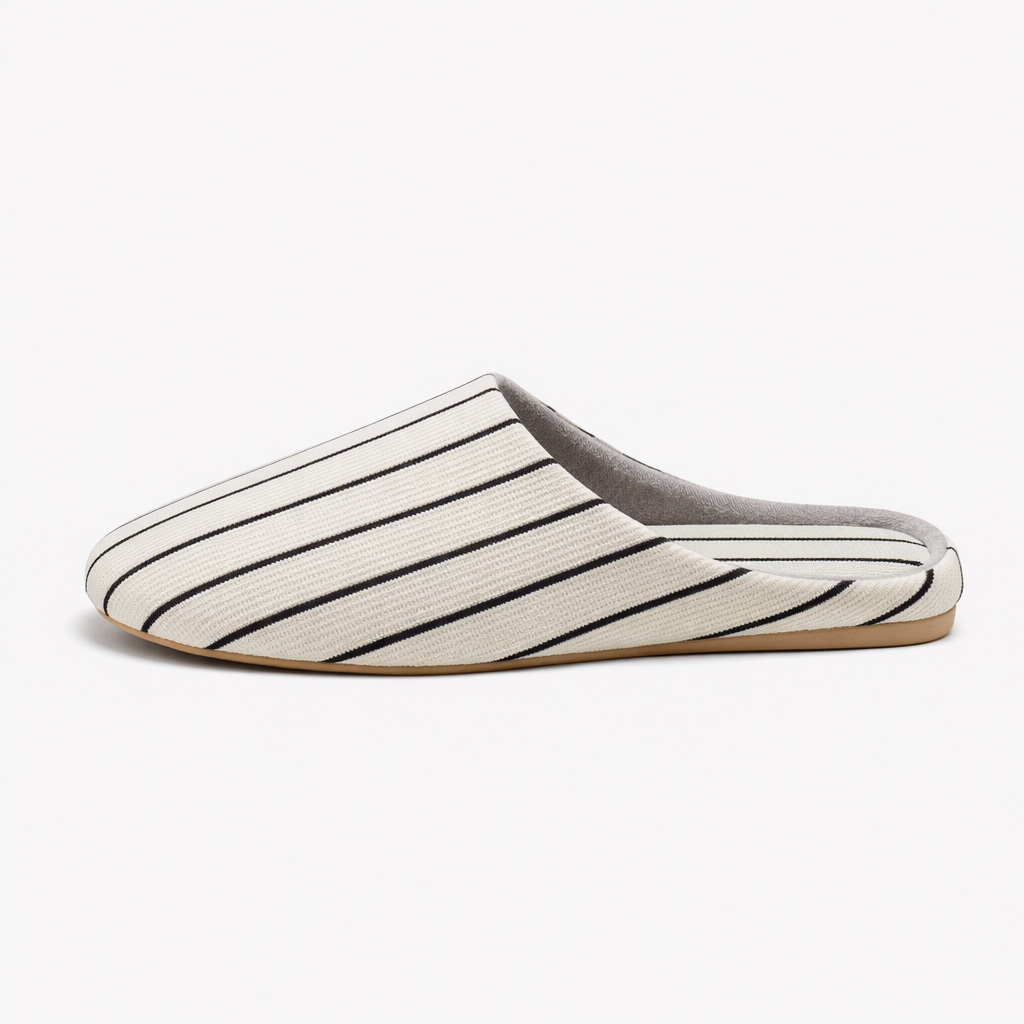 Chaussons femme été coton rayé Bochausson vue arriere