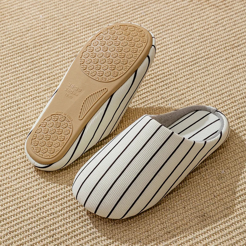 Chaussons femme été coton rayé Bochausson vue de cote