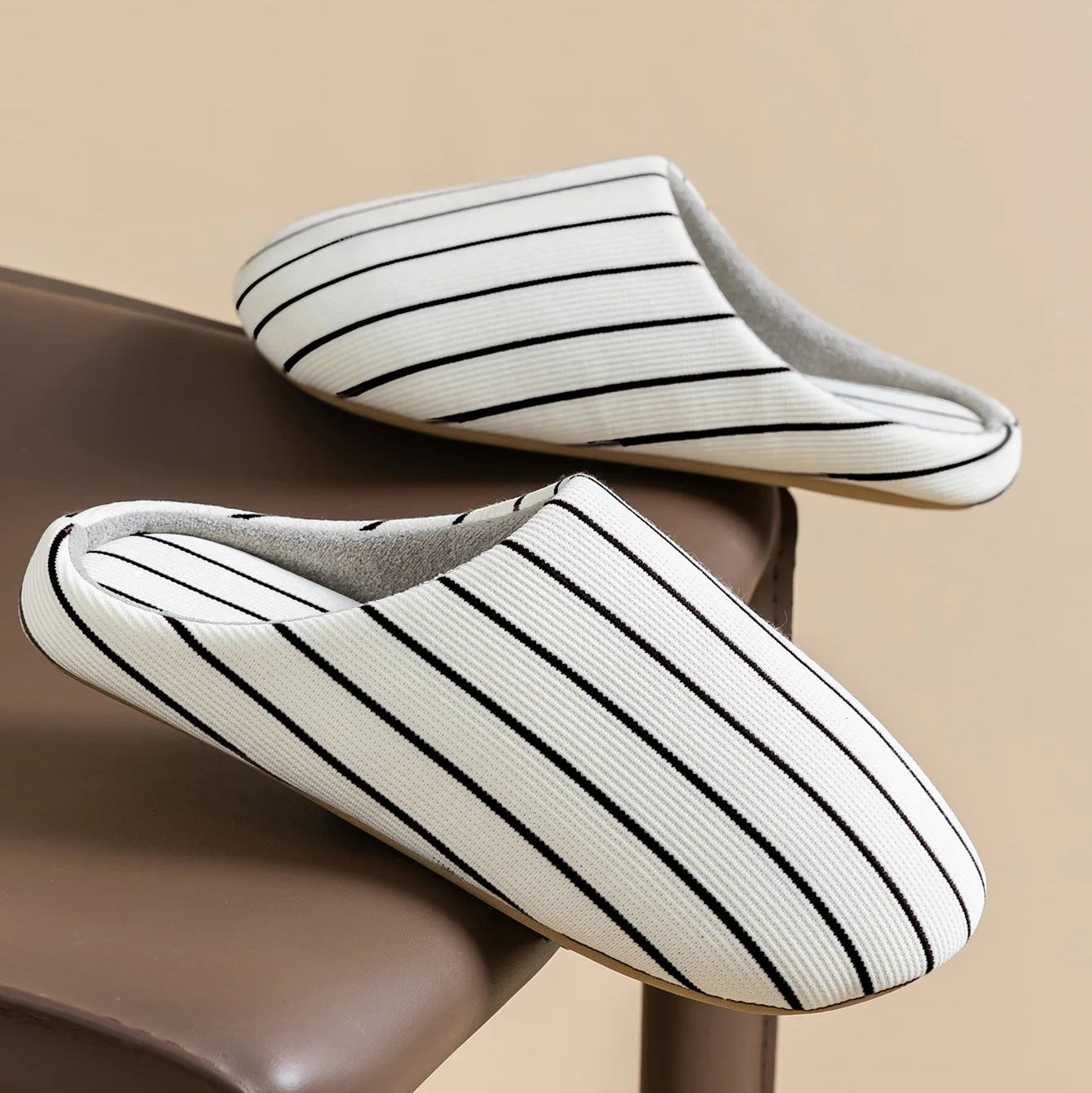 Chaussons femme été coton rayé Bochausson detail