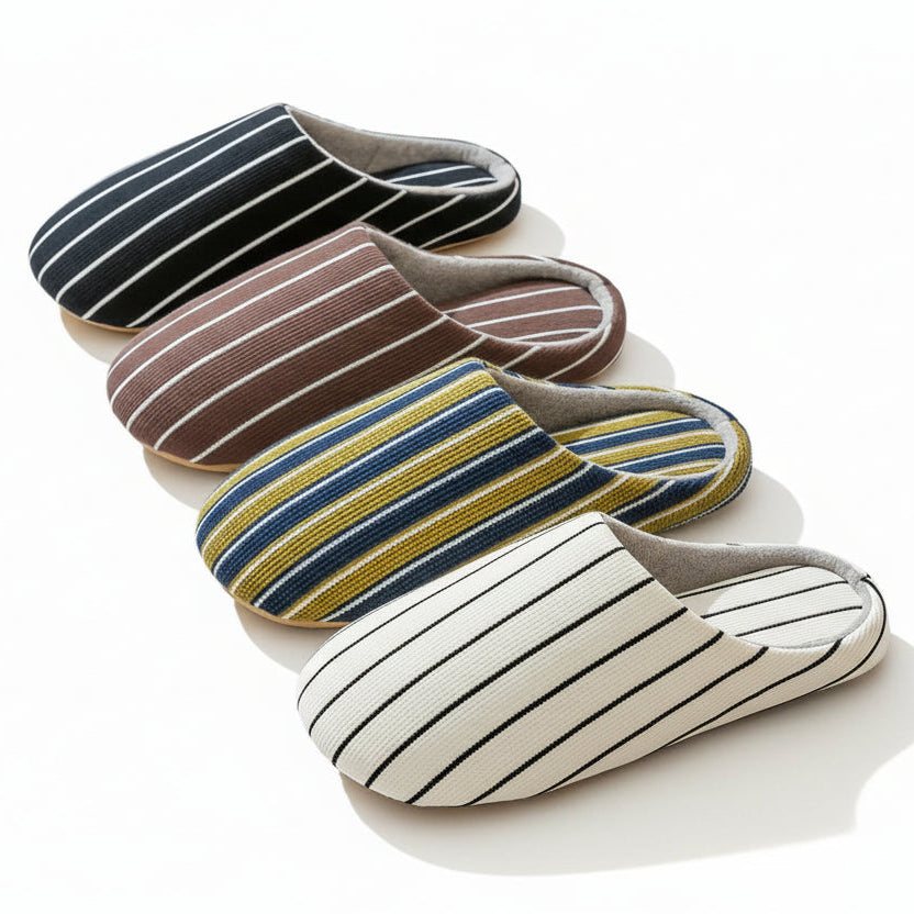 Chaussons femme été coton rayé Bochausson mise en scene