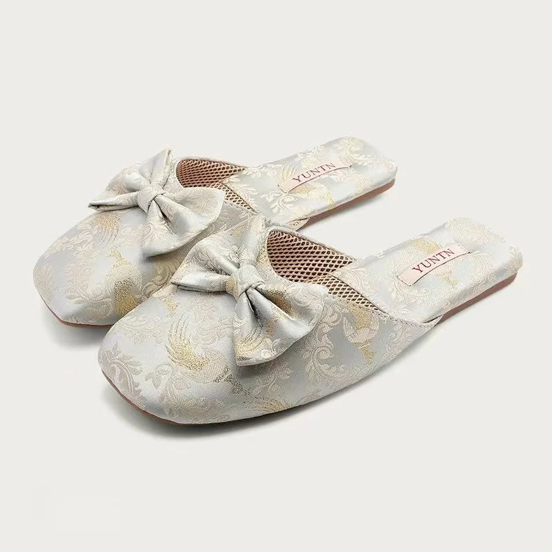 Chaussons femme mules à noeud Bochausson vue de dessus