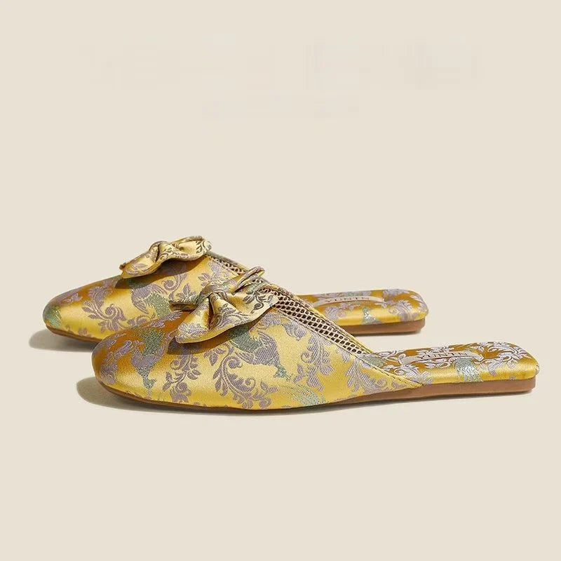 Chaussons femme mules à noeud Bochausson vue de profil