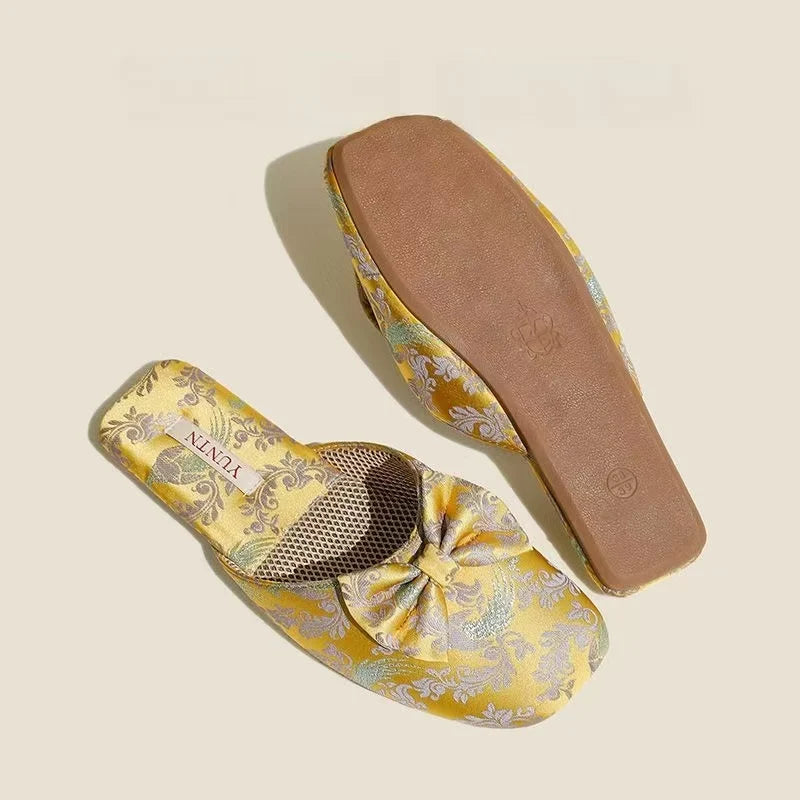 Chaussons femme mules à noeud Bochausson vue de dessus