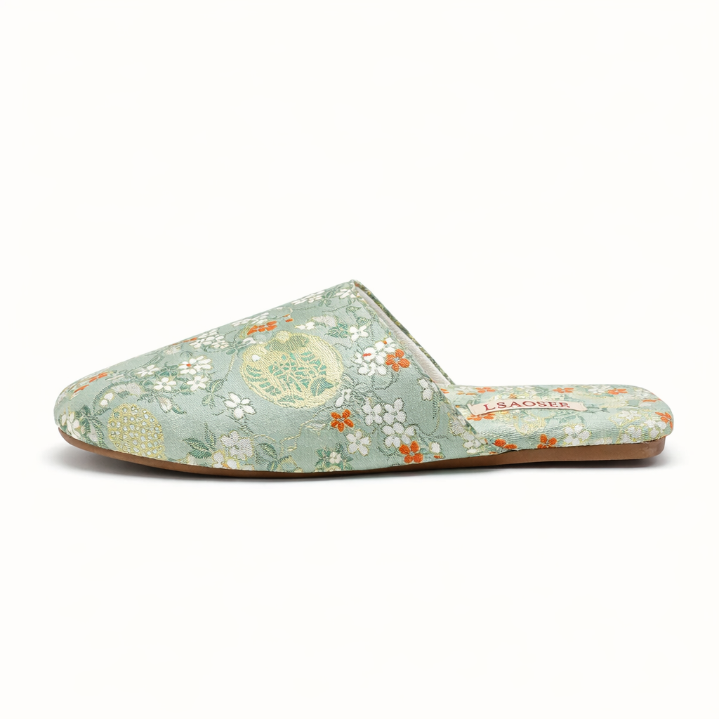 Chaussons femme mules brodées Bochausson vue complete