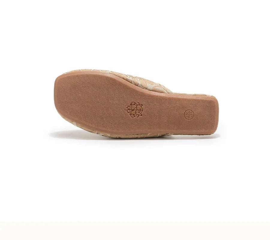 Chaussons femme mules perle et noeud Bochausson vue de profil