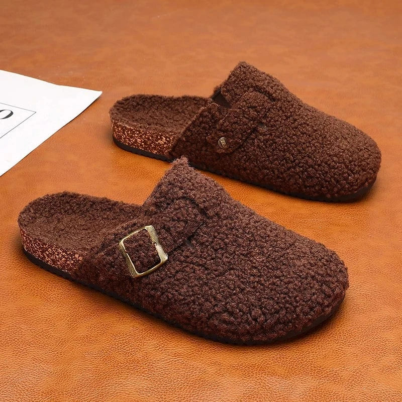 Chaussons Sabots Fourrés pour Femme Marron / 36-37