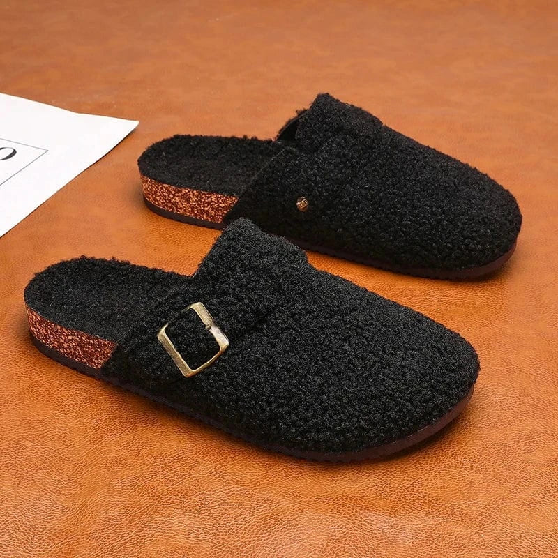 Chaussons Sabots Fourrés pour Femme Noir / 36-37