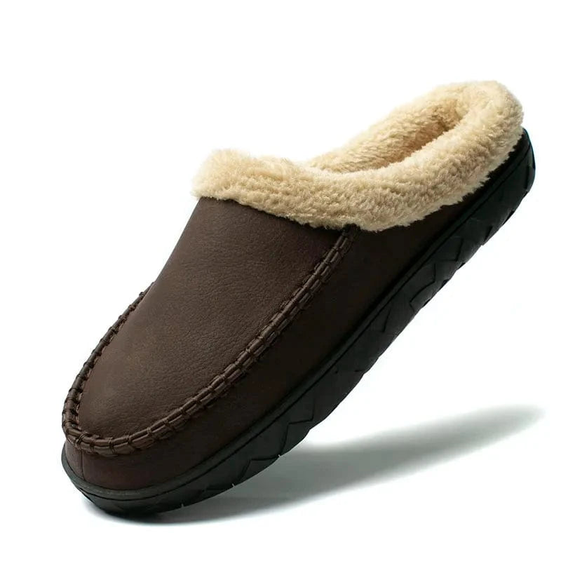 Chaussons Fourrés Aspect Mouton pour Homme Marron foncé / 38-39