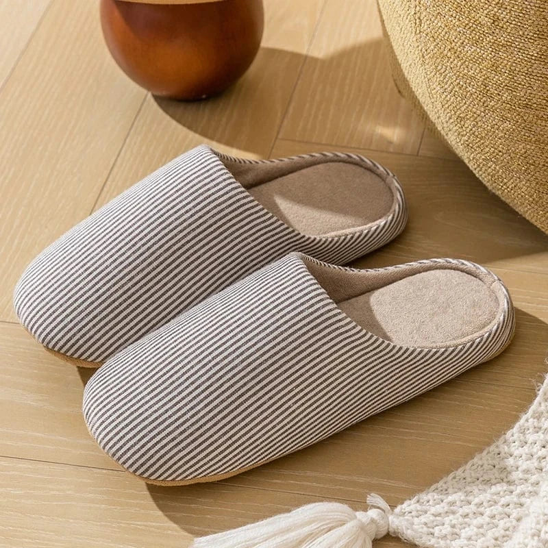 Chaussons Minimalistes Rayés Marron / 35-36